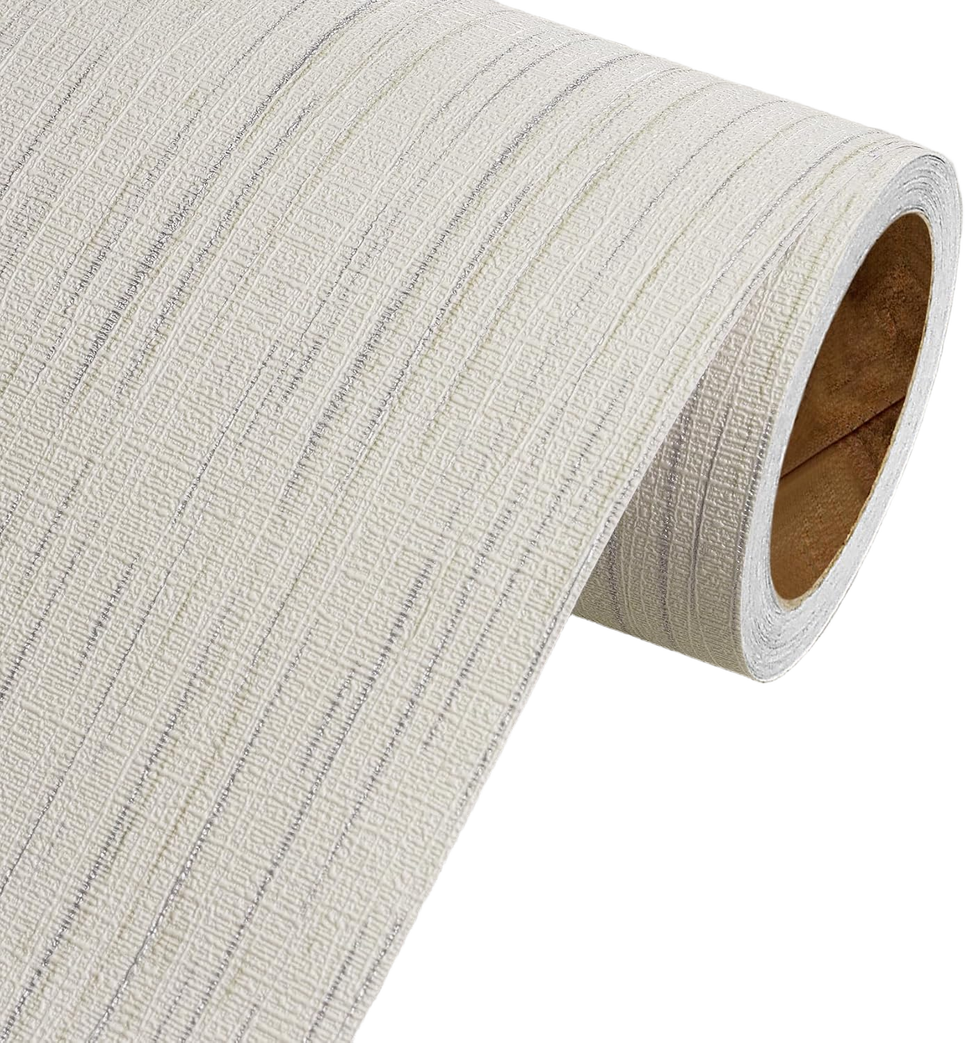 White Contact Wallpaper Peel and Stick(Thicken can Cover up Dark Wall) Removable Wallpaper,Grass Cloth Self Adhesive Vinyl Waterproof Wallcovering for Ceiling Bedroom Living Room (12in x118 ch)