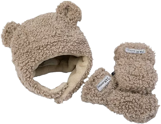 7AM Enfant Unisex Le Cub Teddy Mitten & Hat Set - Baby