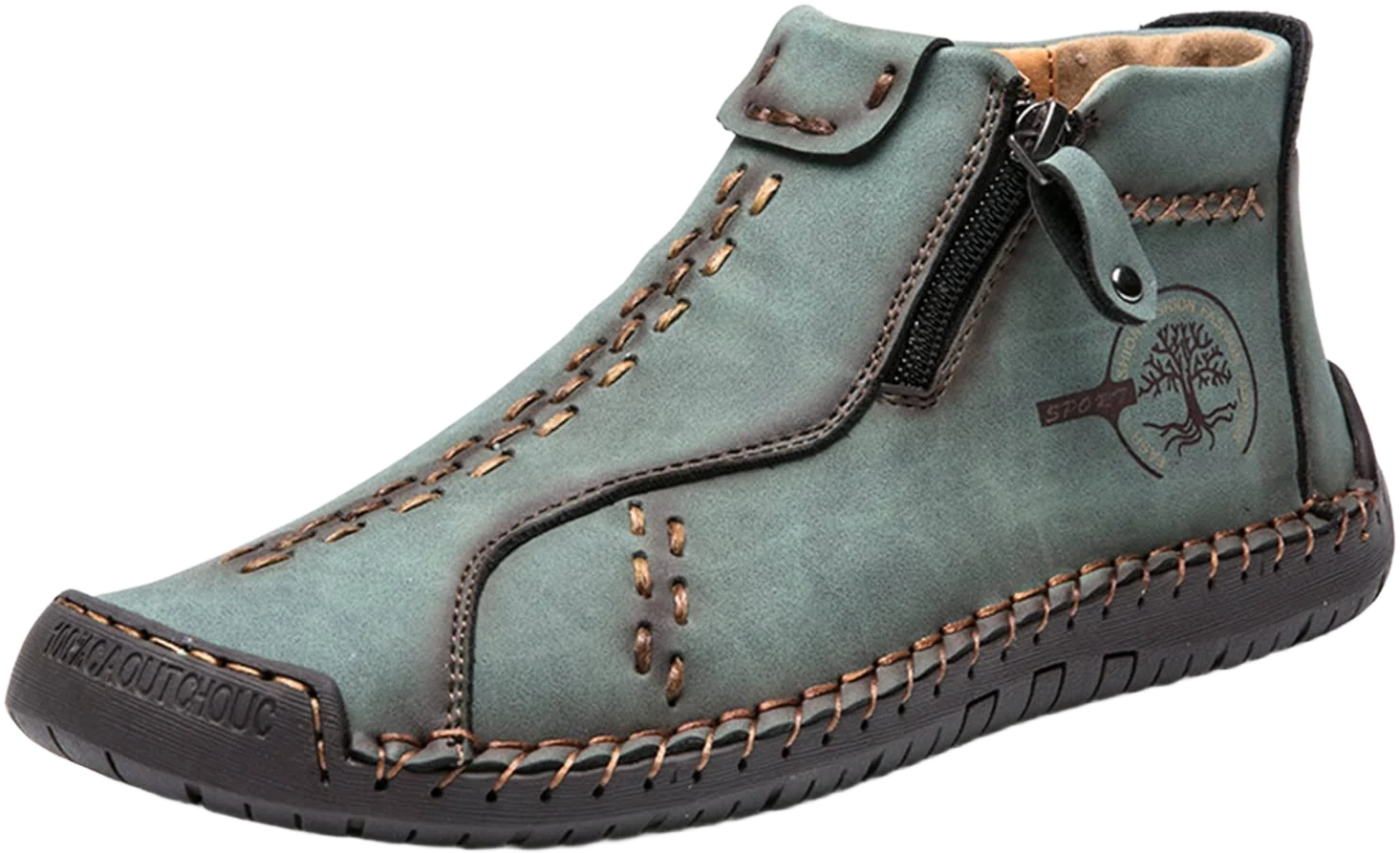 TENVEBLE Women's Medieval Leather Slip-On Boots