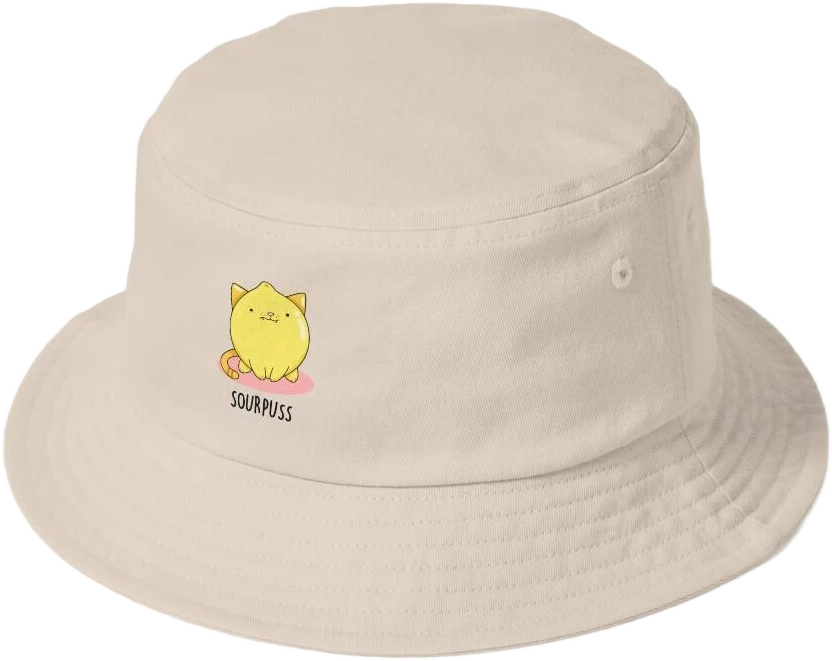 Sour Puss Funny Lemon Cat Puns Bucket Hat