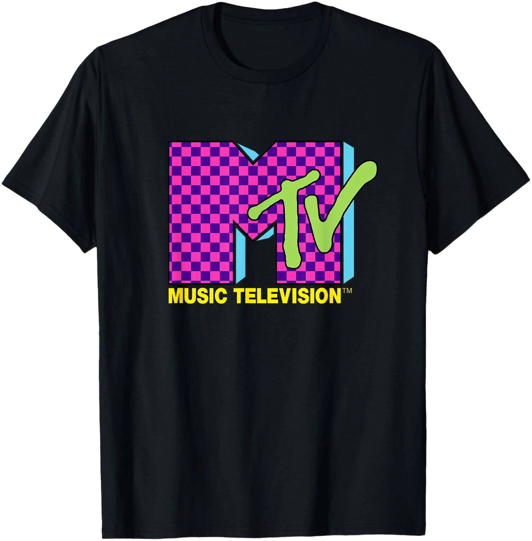 Retro 80's Checkerboard Logo T-Shirt