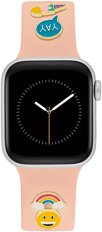 WITHit Blush Smooth Silicone Band with Band Candy Happy Charms designed for Apple Watch® 42mm (Series 1-3 only) & 44/45/46/49mm (Ultra & Ultra 2)