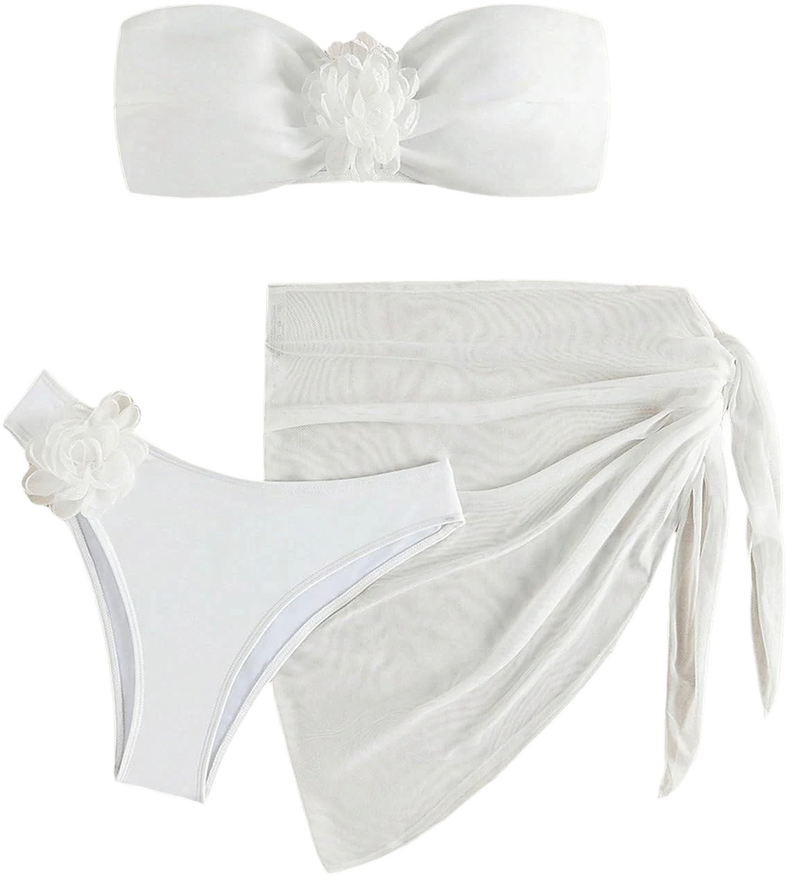 SOLY HUX Women's Floral Applique Bandeau Bikini Set