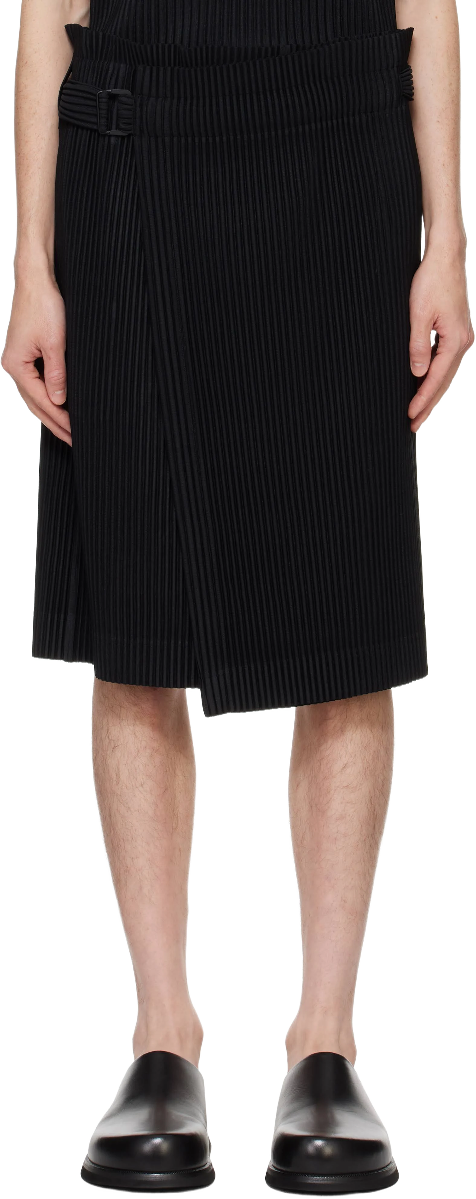 ISSEY MIYAKE Men's Pleated Cotton Twill Midi Skirt