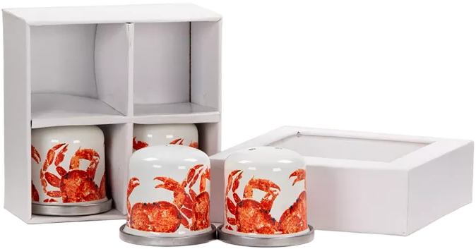Golden Rabbit Crab House Enamelware Collection Salt and Pepper Shakers, Set of 2