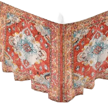Red Boho Adjustable Elastic Bed Skirt