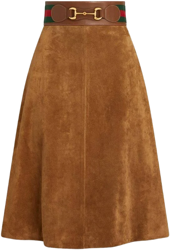 Gucci Belted Suede Skirt