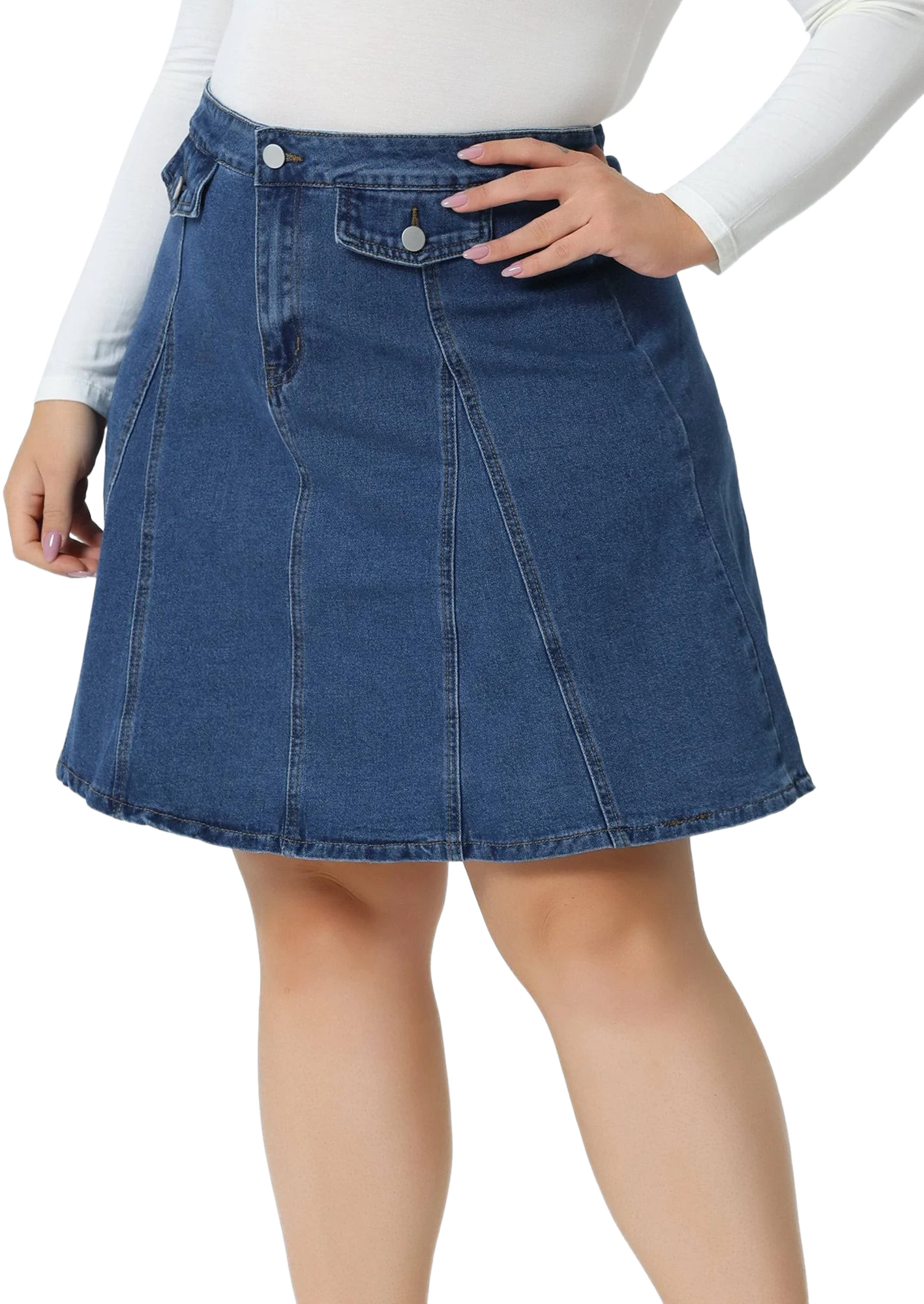 Agnes Orinda Women's Plus Size Casual A-Line Denim Skirt