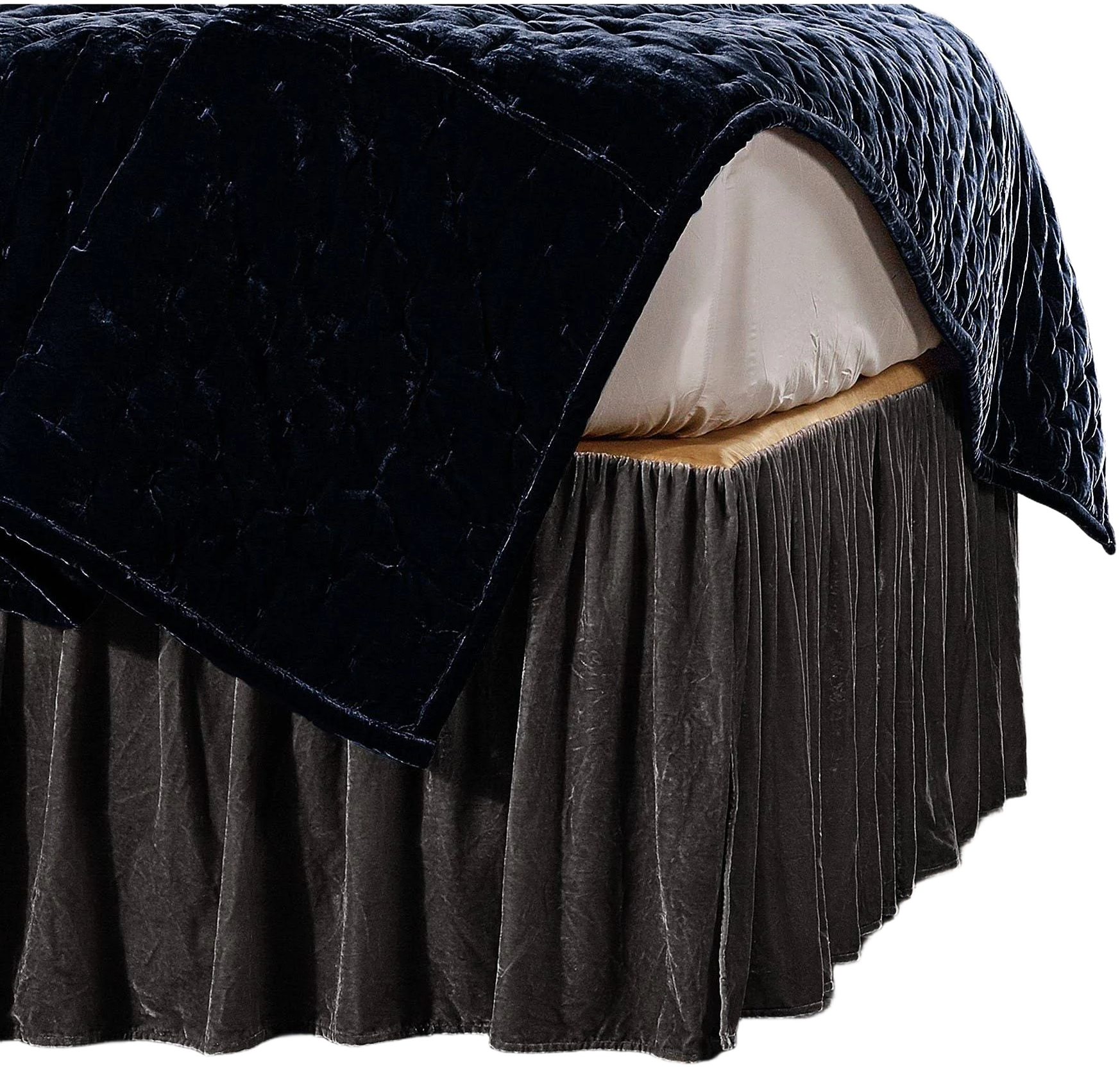 HiEnd Accents Stella Faux Silk Velvet Bed Skirt