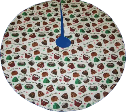 New Handmade White Believe in Christmas Mini tree skirt with Chocolate Candy and Glitter, 20" table top
