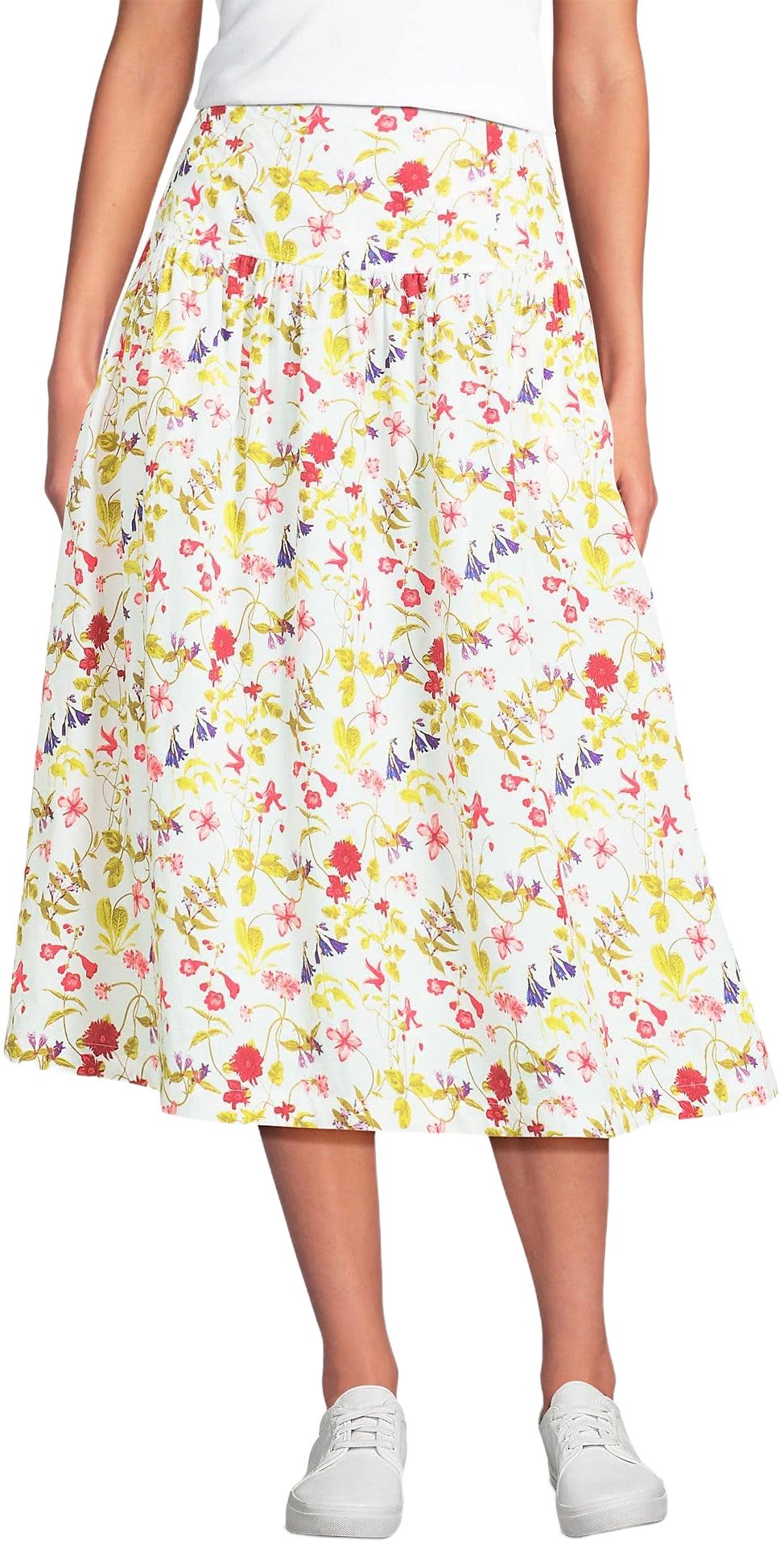 Lands' End Women's Poplin Drop Waist Midi Skirt