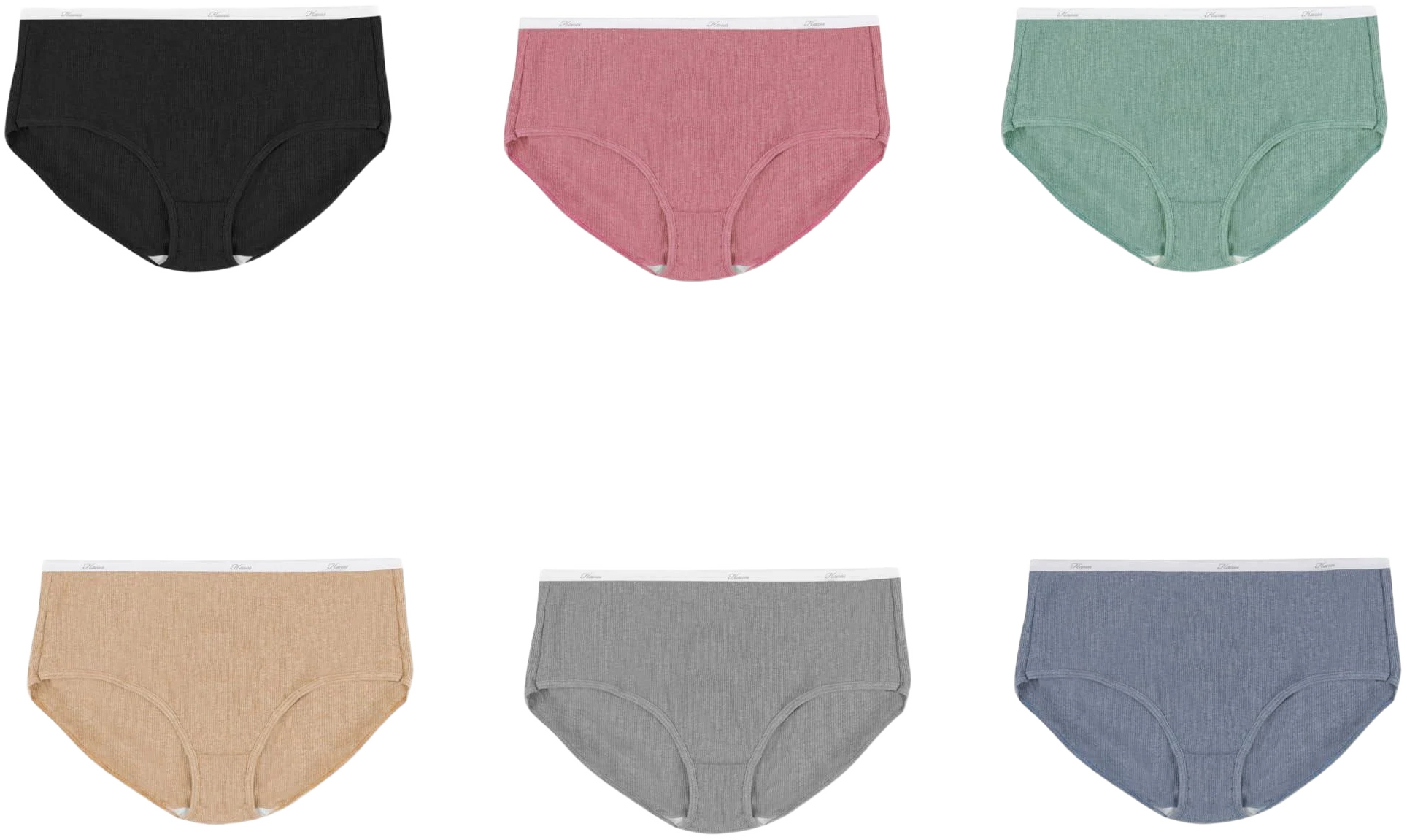 Hanes Women's Ribbed Cotton Brief Underwear 6-Pack
