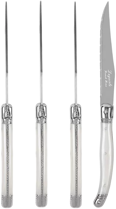 French Home Laguiole Connoisseur 4-Piece Steak Knife Set with Handles