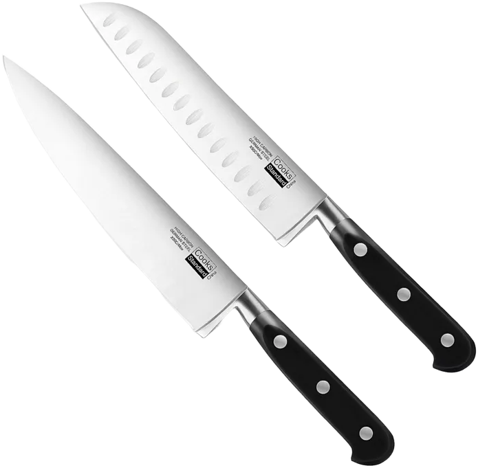 Cooks Standard High Carbon Stainless Steel Knife Set 2-Piece, 8" Chef s Knife and 7" Santoku Knife Classic Sharp Kitchen Knives Set, Ergonomic Handle