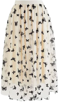 CHICWISH Women's Velvet Flower Blossom Mesh Tulle Skirt