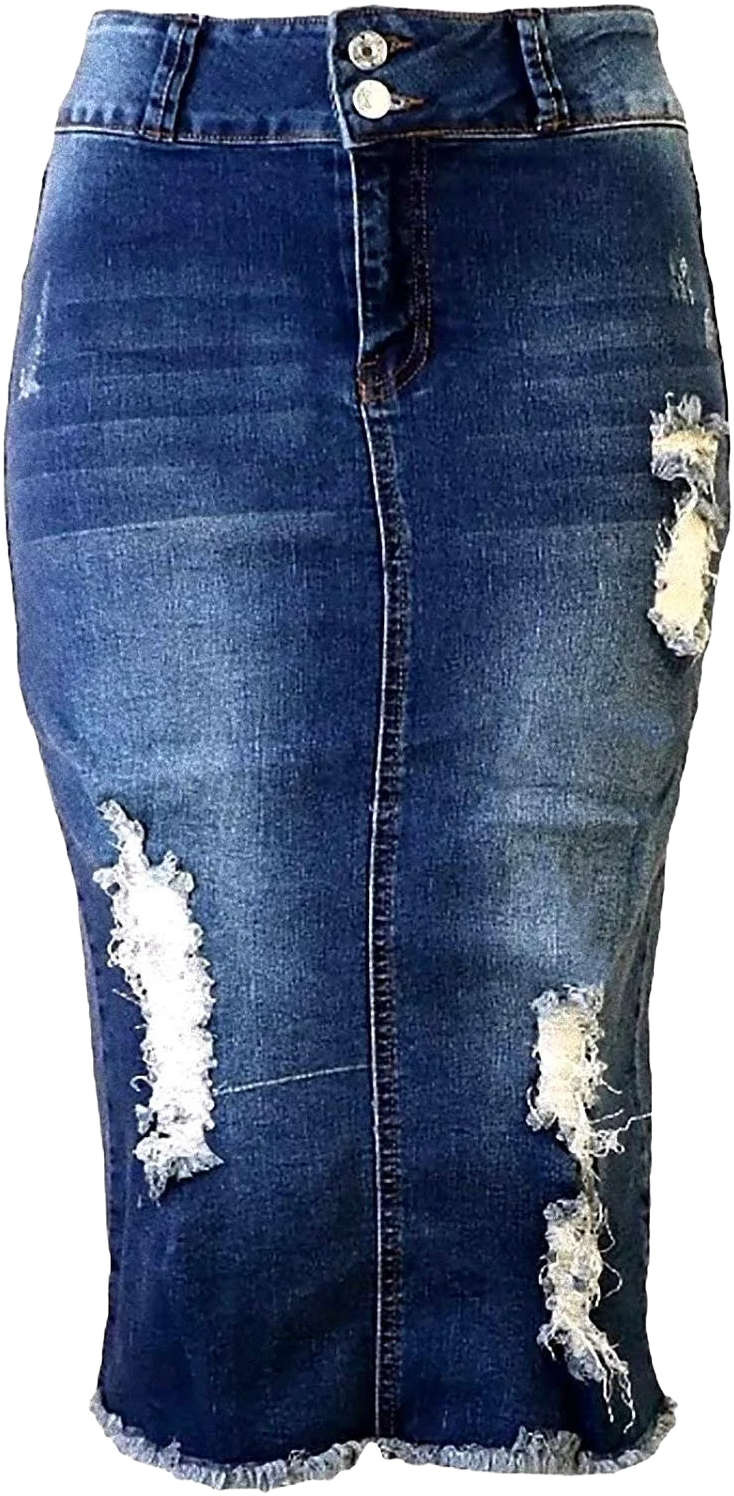 Jack David Women's Plus Size Soft Curvy Stretch Denim Jeans Skirt