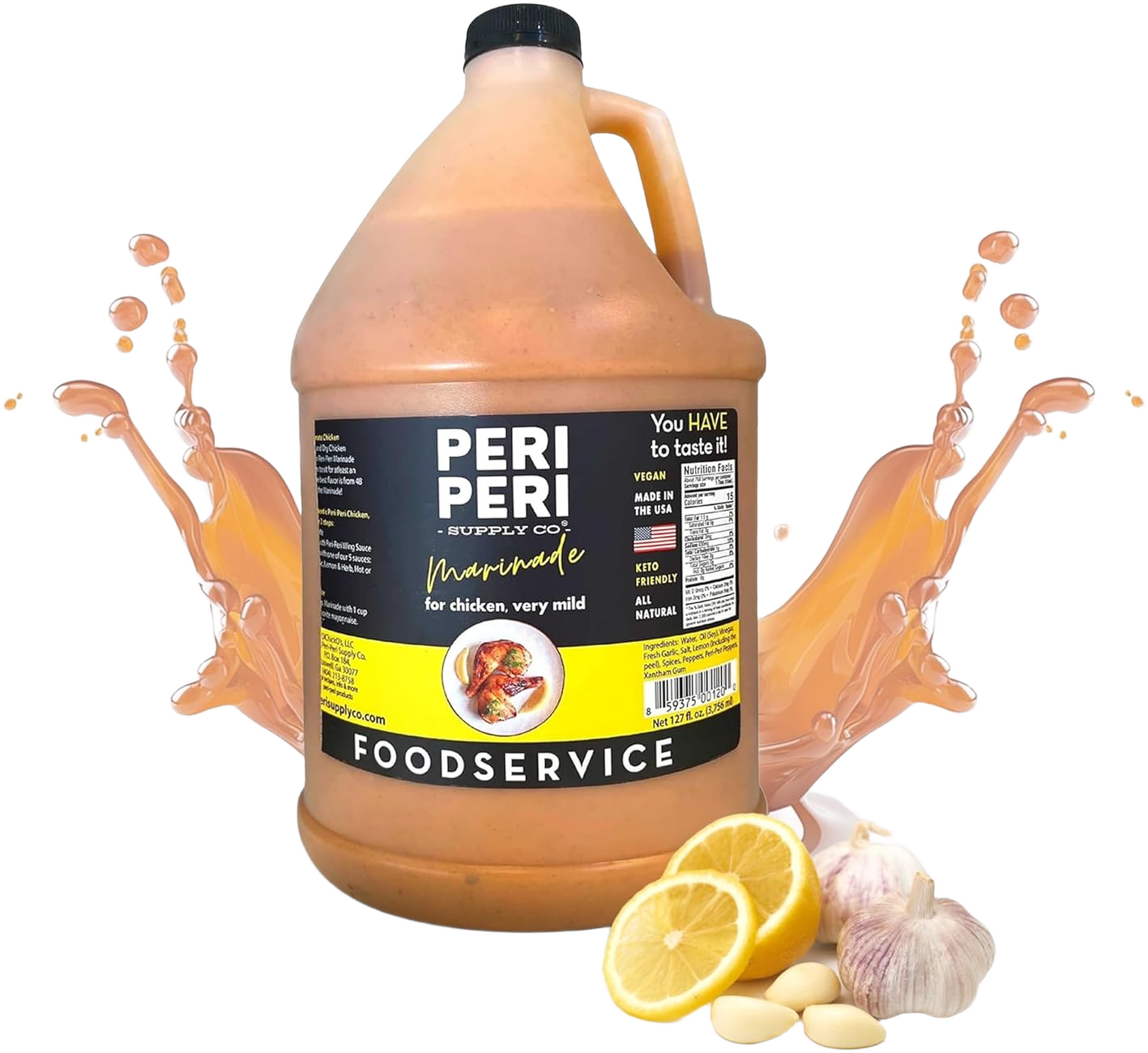 DiChickO's Peri Peri Sauce - Keto Friendly Marinade Sauce Gallon - Peri Peri Style Medium Heat African Seasoning Sauce for Chicken, Beef and SeaFood - Made in USA
