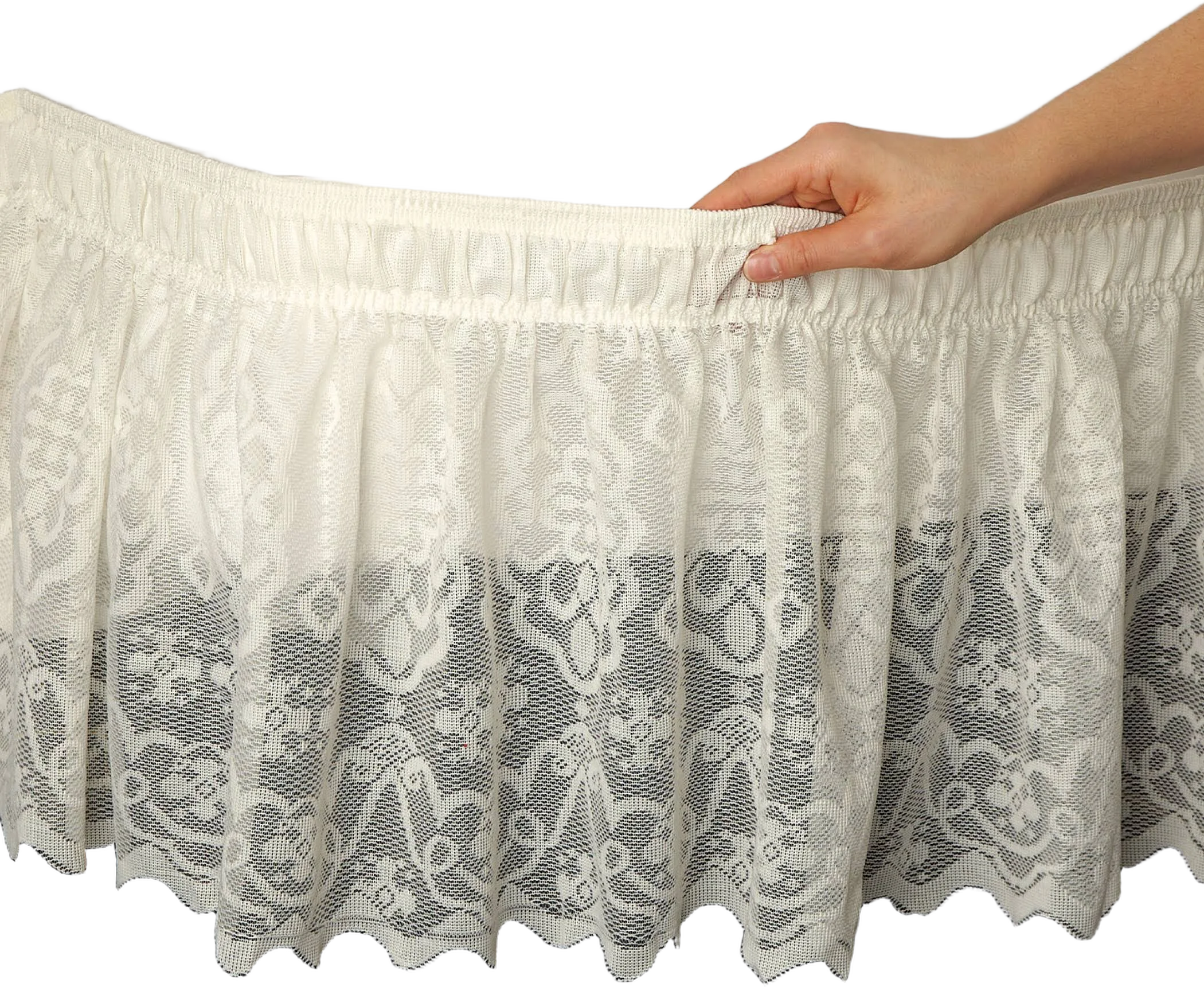 Collections Etc Lace Trimmed Bed Wrap Ruffle Bed Skirt
