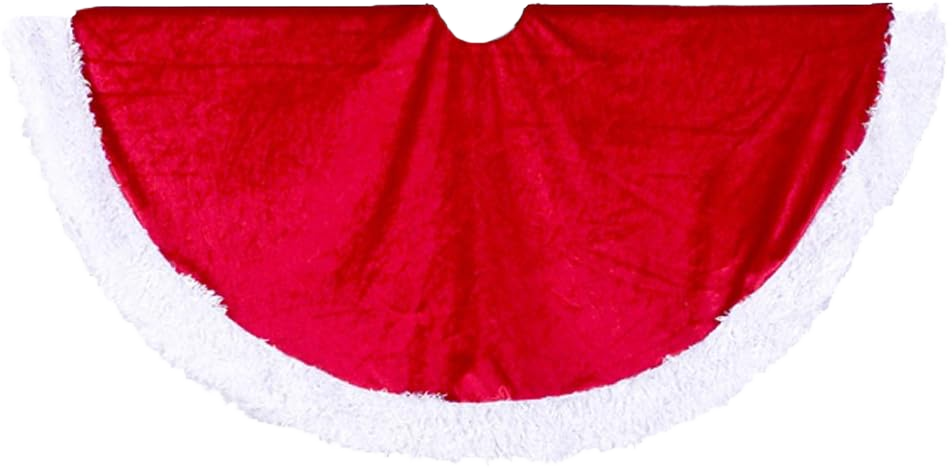 Kurt Adler 45-Inch Red Velvet Tree skirt with White Fur Trim