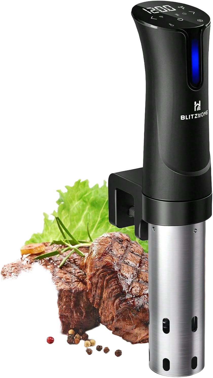 BLITZHOME Sous Vide Machine, WiFi APP Included, 1100W Sous Vide Cooker With Accurate Temperature & Timer, Ultra Quiet Stainless Precision Immersion Circulator Device, Kitchen Gadgets With Recipes