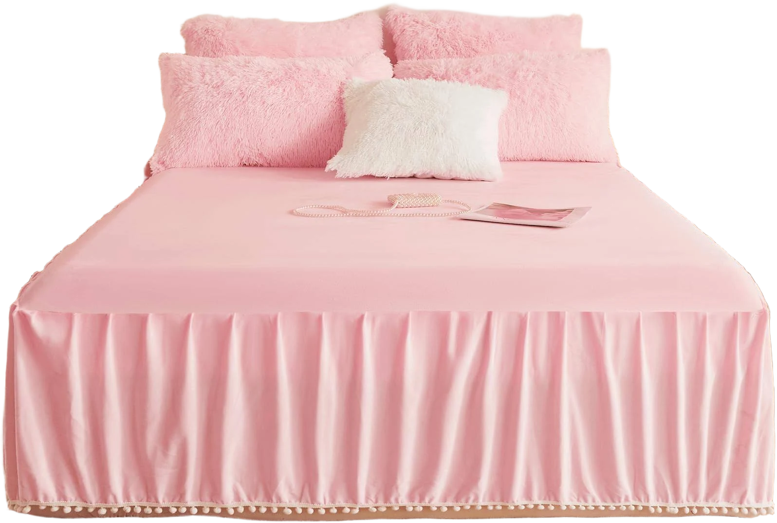 Pom Pom Velvet Bed Skirt