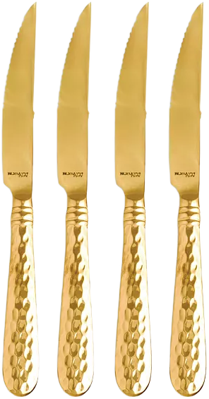 VIETRI Martellato Gold Tone Steak Knife, Set of 4