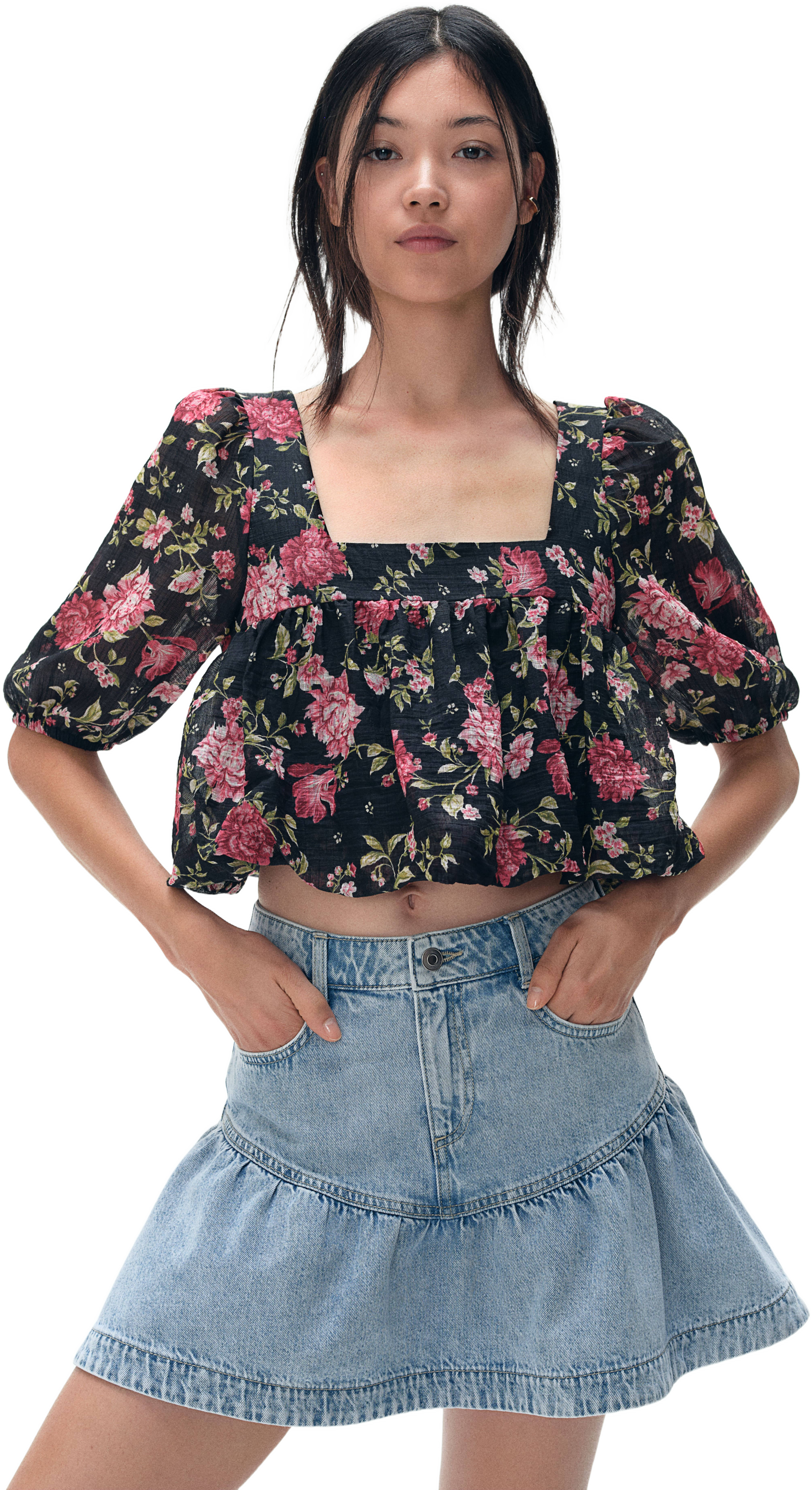 H&M Denim Peplum Skirt
