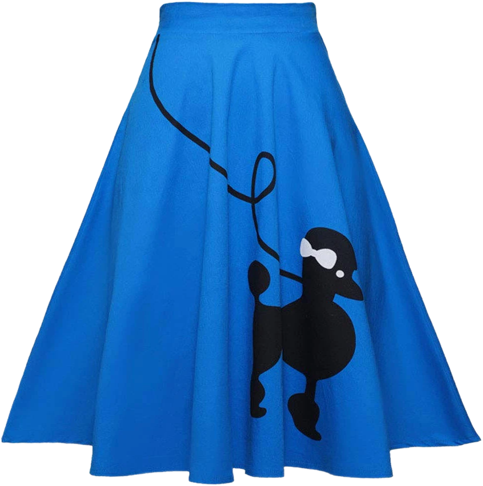 CHARTOU Women's 50s Cute Poodle Ruffled A-Line Skirt