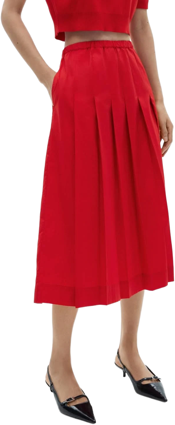MANGO Women's Pleated Cotton Midi Skirt