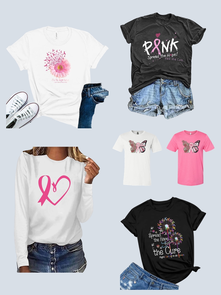 Rock Breast Cancer Tee Shirts with Flair