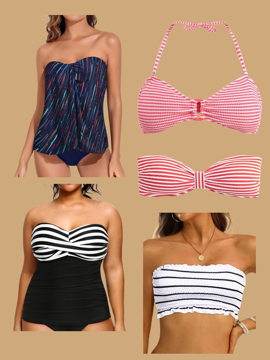 Bandeau Swim Tops: Dive into Chic Stripes!