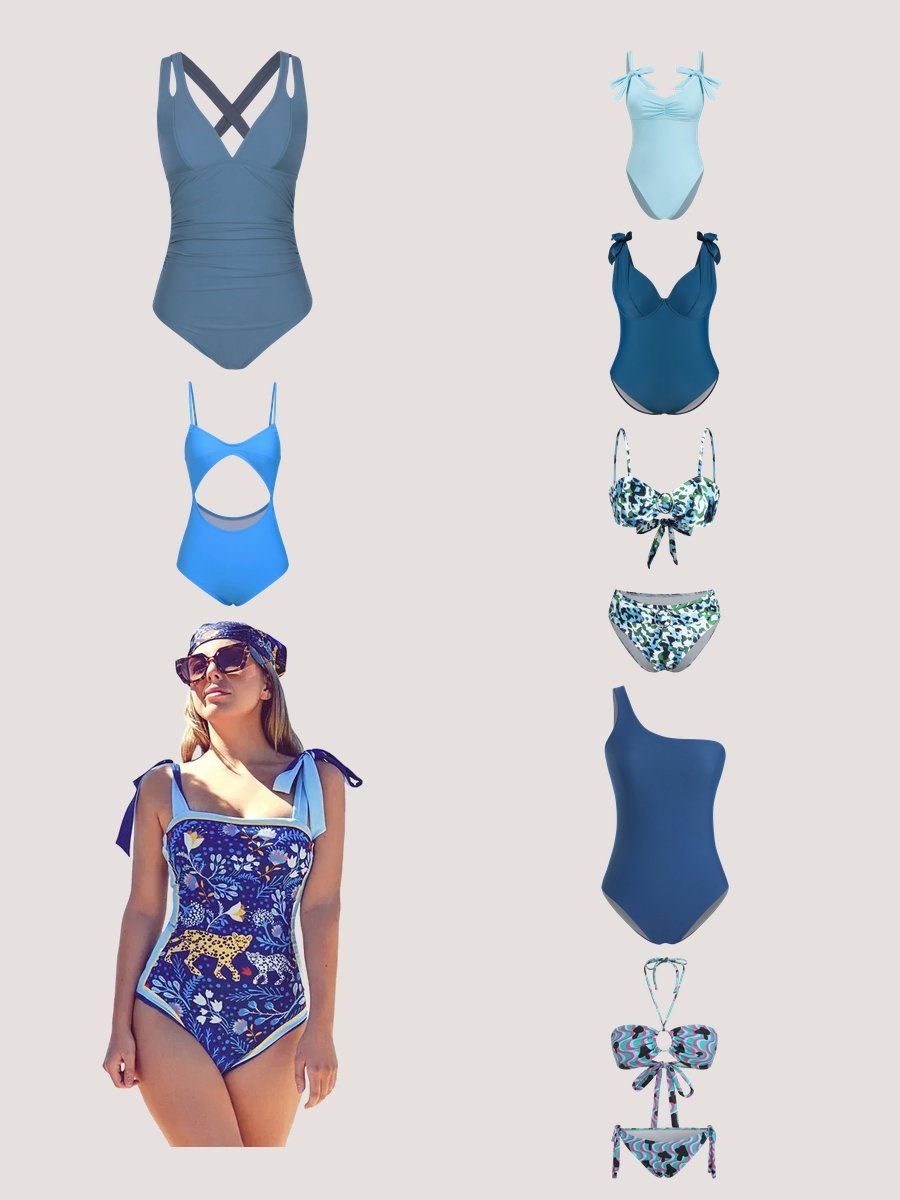Dive into Style with a Blue Lycra Spandex Swimsuit