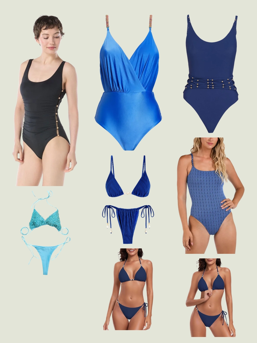 Dive into Style with a Blue Beaded Swimsuit