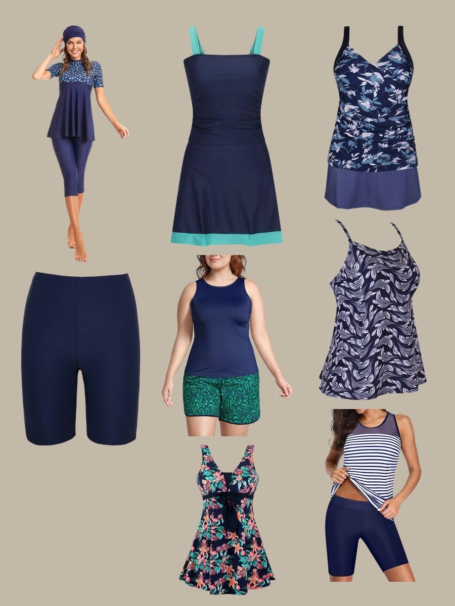 Modest Swimsuit Women Love: Dive into Navy Blue Chic