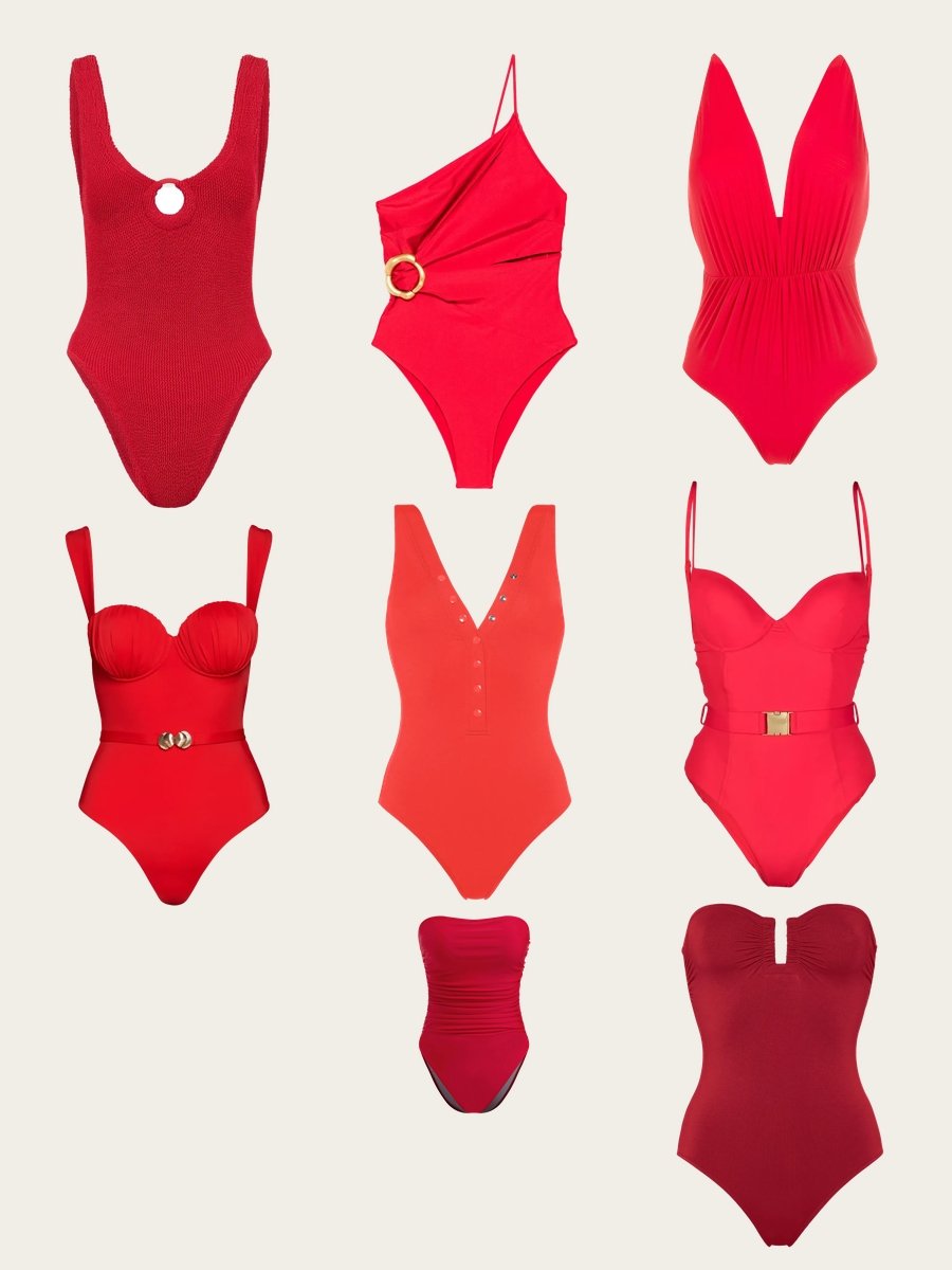 Stylish Splash in a One Piece Red Swimsuit