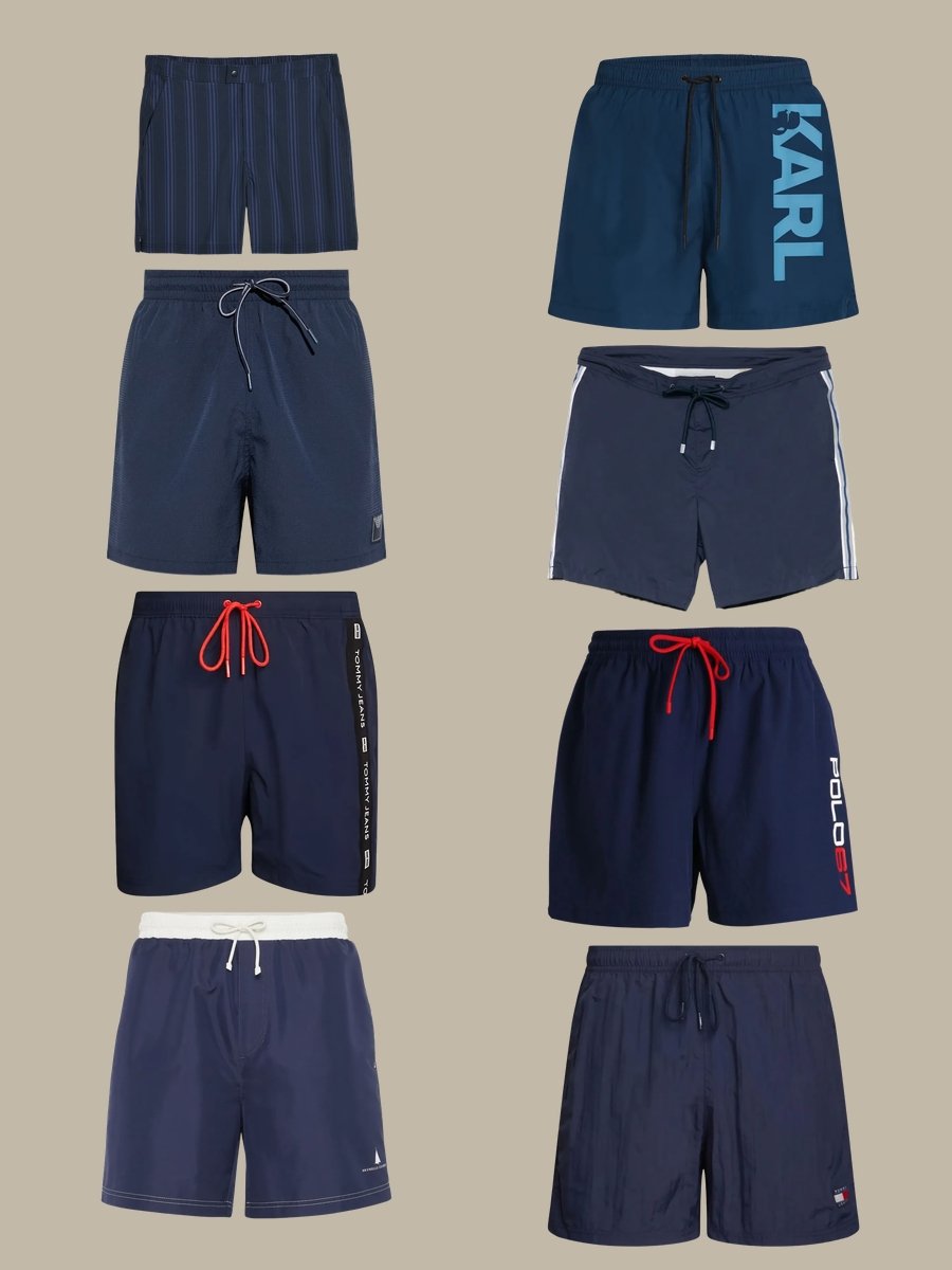 20s Mens Swimsuit: Dive into Navy Blue Swim Trunks