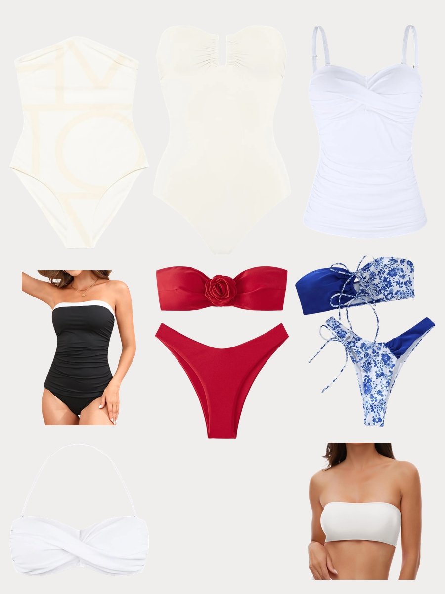 Dive Into Summer with a White Strapless Swimsuit!