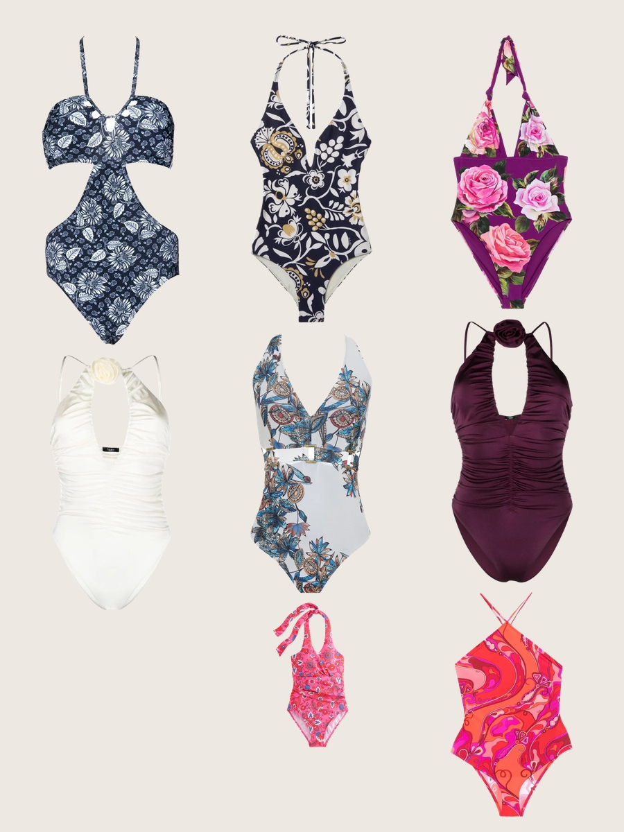 Sizzle in Style: Floral Halter Top One-Piece Swimsuit