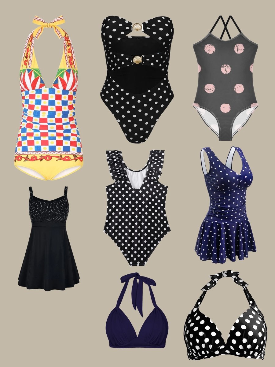 Dive Into Retro Stage Swimsuits with a Polka Dot Flair!