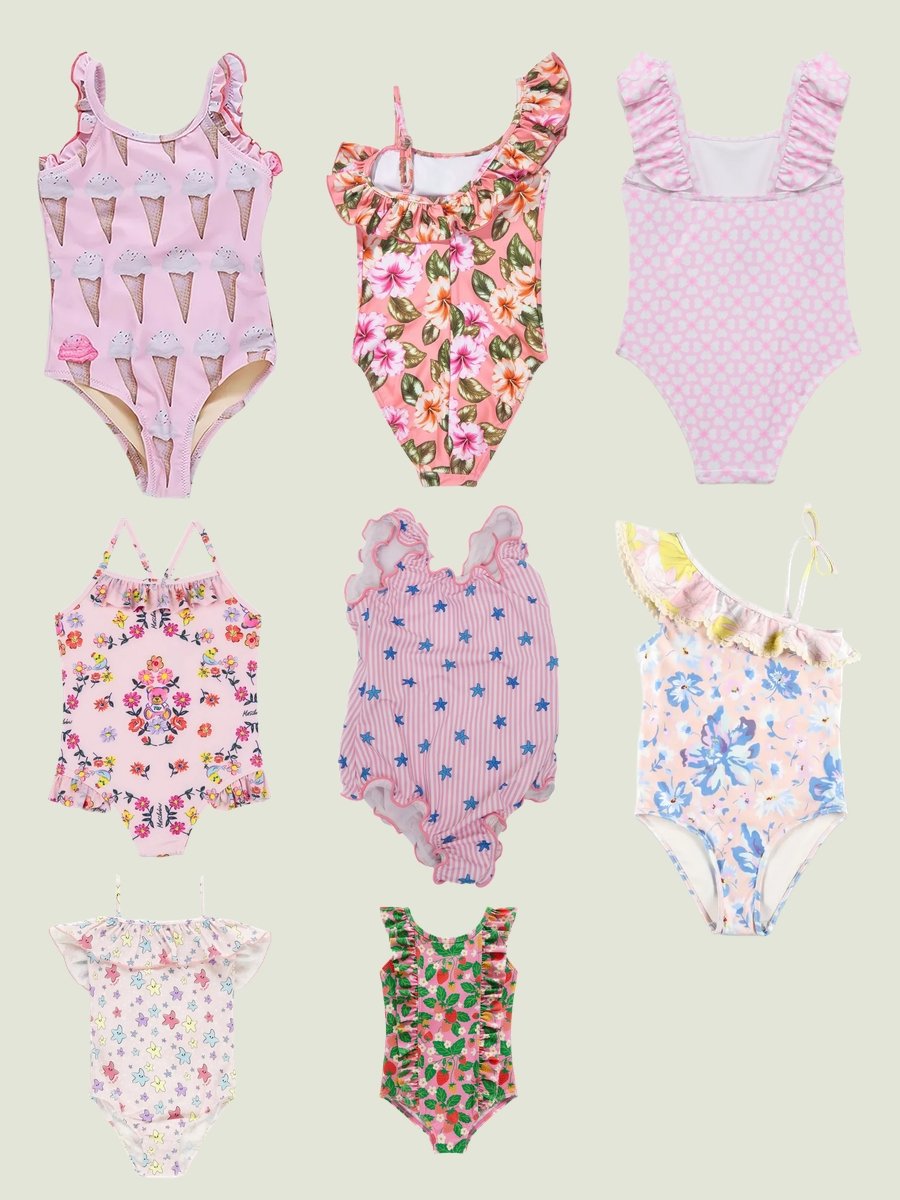 Little Girl Swimsuit: Making Waves in Pink Ruffles
