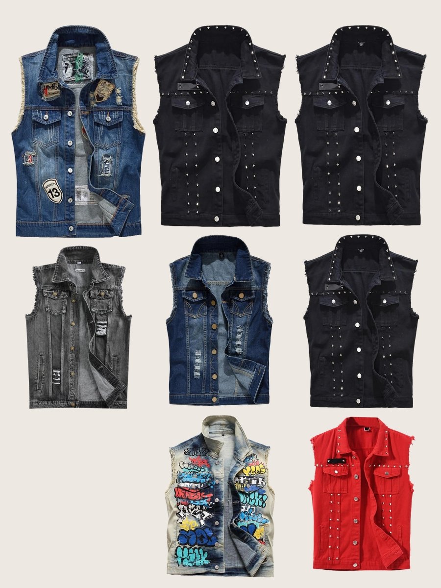 Punk Denim Vest: Your Ultimate Edgy Style Companion