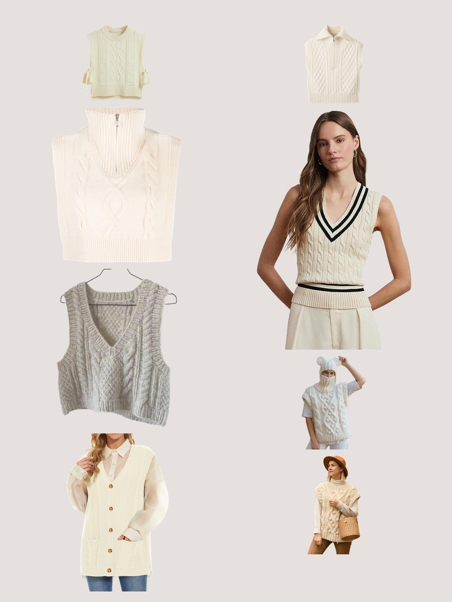 Cozy Chic: The Cream Cable Knit Sweater Vest