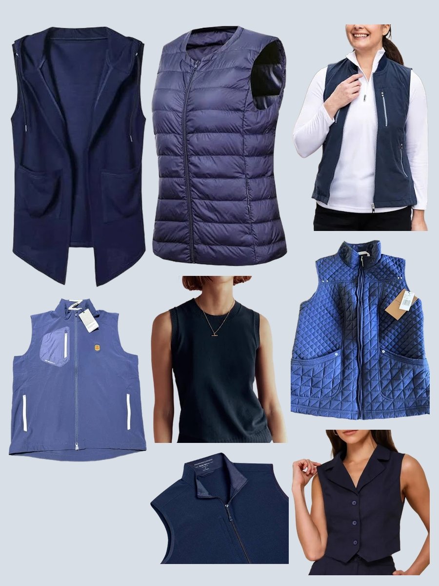 Close to Vest: Chic Sleeveless Navy Look!