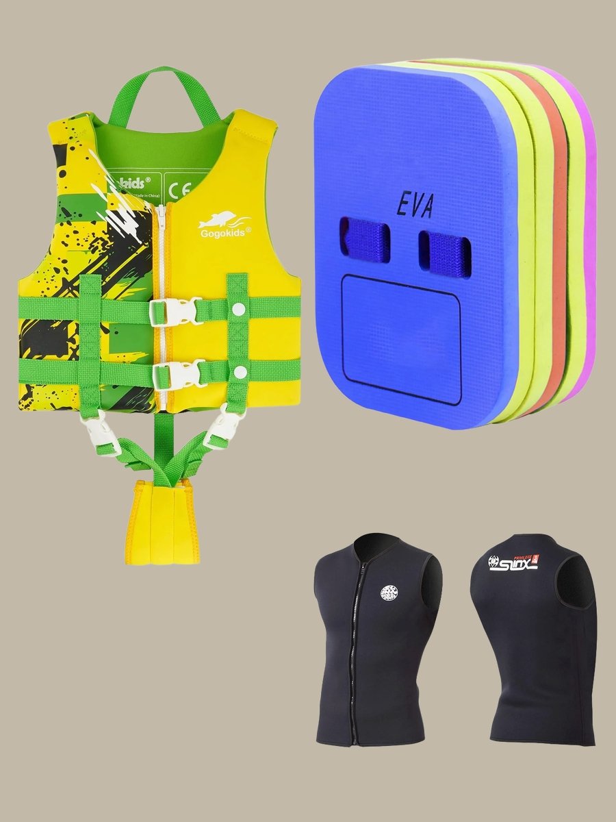 Dive in Style: Black Sleeveless Swim Vest Shine