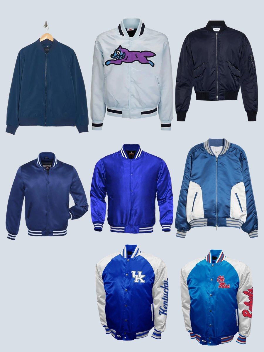 Satin Jackets: Dive into Blue Bomber Bliss