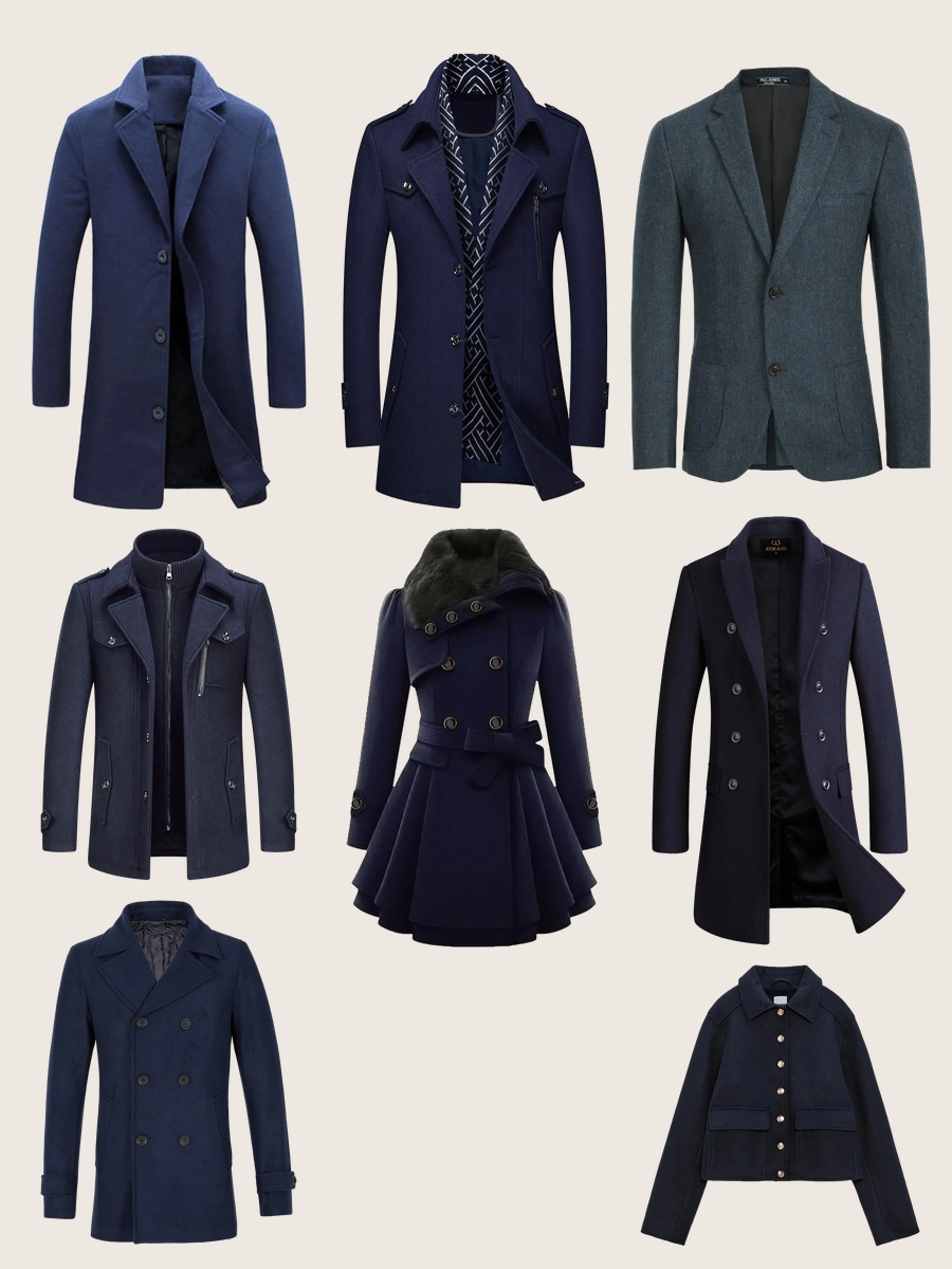 Chic Coats & Jackets: Style Up in Navy Wool!